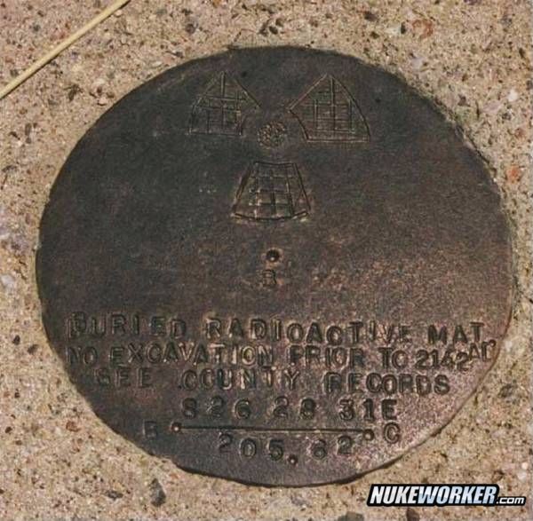 Marker, debotes burried 'stuff'
Marker reads: "Buried Radioactive Material, do not excavate before 2142 AD, See County Records"
Keywords: Los Alamos National Lab LANL