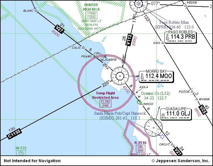 Diablo Canyon Map
Diablo Canyon Nuclear Power Plant - 12 miles WSW of San Luis Obispo, CA.

FAA has issued a NOTAM (FDC 1/1980) prohibiting all General Aviation flights within a 10 nautical mile radius and below 18,000 feet of numerous nuclear sites throughout the United States.
Keywords: Diablo Canyon Nuclear Power Plant