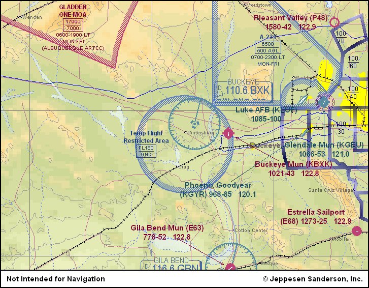 Palo Verde
Palo Verde Nuclear Power Plant - 36 miles W of Phoenix, AZ.

FAA has issued a NOTAM (FDC 1/1980) prohibiting all General Aviation flights within a 10 nautical mile radius and below 18,000 feet of numerous nuclear sites throughout the United States.
Keywords: Palo Verde Nuclear Power Plant