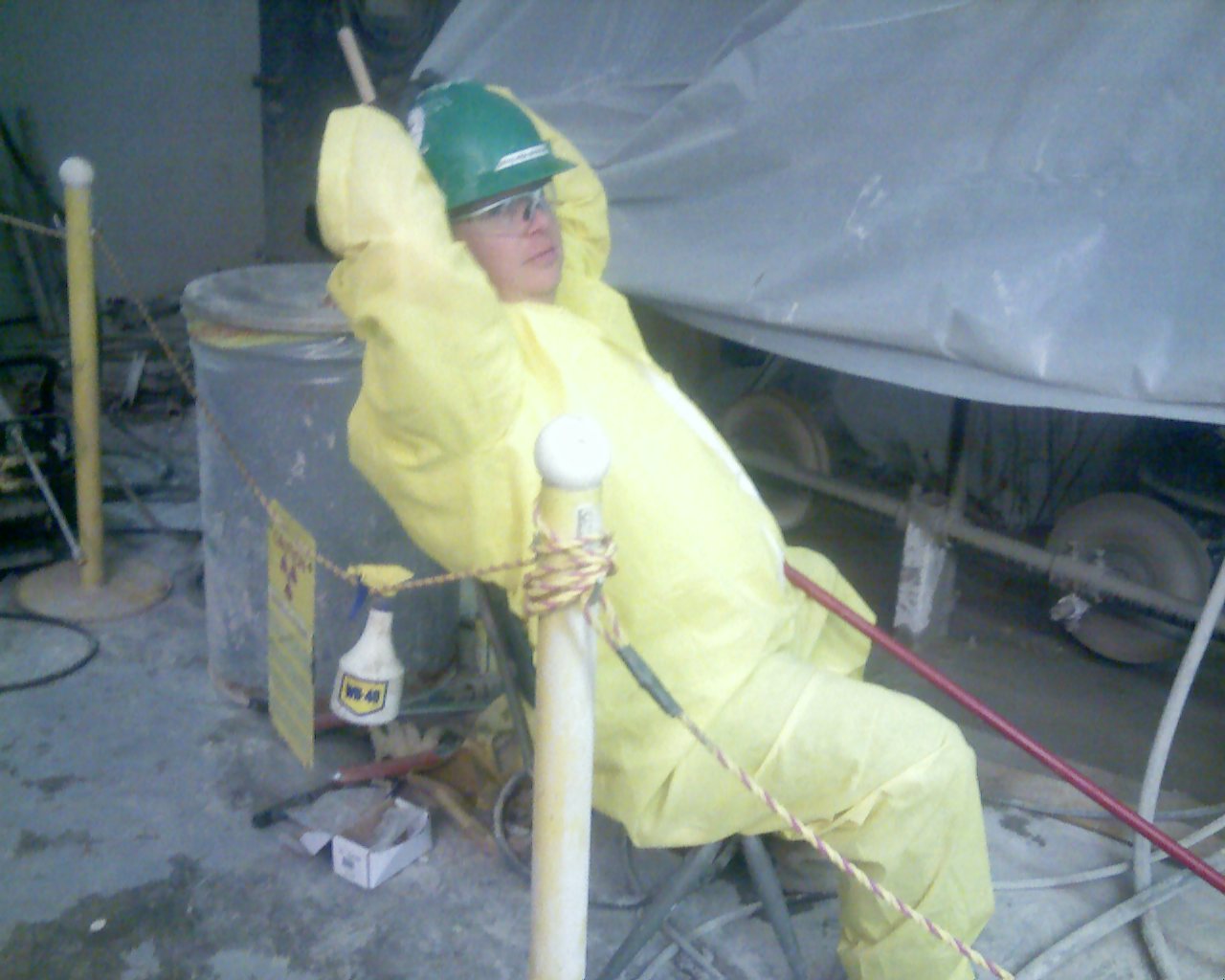 Rob ,monitoring the wire saw.
