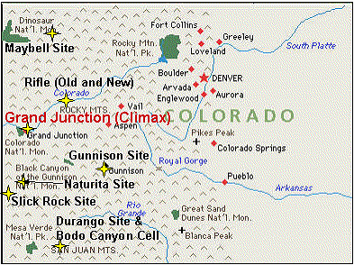 Grand Junction (Climax Uranium) mill site.
The Grand Junction (Climax Uranium) mill site is located in the City of Grand Junction, Mesa County, Colorado. 
Keywords: Grand Junction (Climax Uranium) mill Mesa Colorado.