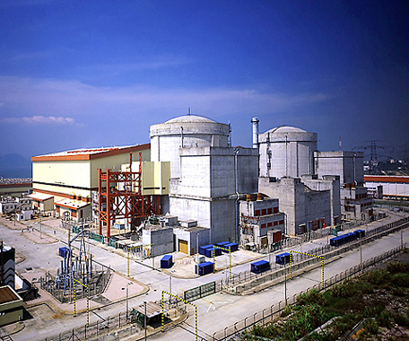 Guangdong Nuclear Power Station at Daya Bay.
The largest power station in the city is Daya Bay Power Station of Guangdong Province, which is located by Daya Bay in the east of Shenzhen. This power station was jointly established by Guangdong Electricity Company (Head Office) and Hong Kong China Light & Power Co. Ltd. with total investment of US$ 4.1 billion, which is equipped with two sets of nuclear generating unit with capacity of 900,000 KW each. It was built and put into operation in 1994 and the electricity generated in 1995 was 11 billion KWH. 
