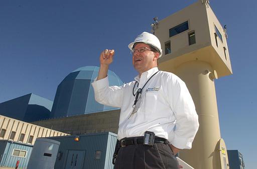 Clinton Nuclear Power Plant
Robert S. Bement, site vice president for Exelon Generation Company, talks to the media Monday, Oct. 25, 2004, at the Clinton Power Station in Clinton, Ill. New post-9/11 federal rules designed to protect nuclear reactors from terrorist assaults have lead to the sprouting of seven 20-foot-high tan-colored guard towers which now ring the station. 
Keywords: Clinton Exelon Nuclear Power Plant