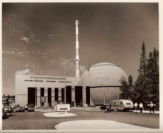 Big Rock Point Exterior
Publicity photo from Consumers Power; accompanying caption reads "(1) Consumers Power Company's Big Rock Point Nuclear Power Plant near Charlevoix, Michigan, on the Lake Michigan shore."
Keywords: big rock point exterior