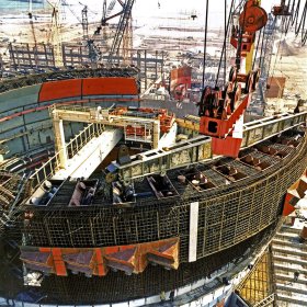 Balakovo steel framework under construction with crane