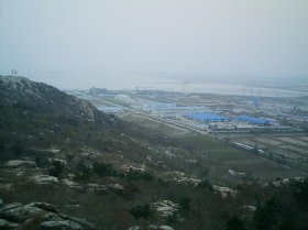 Tianwan site seen from a rocky hillside